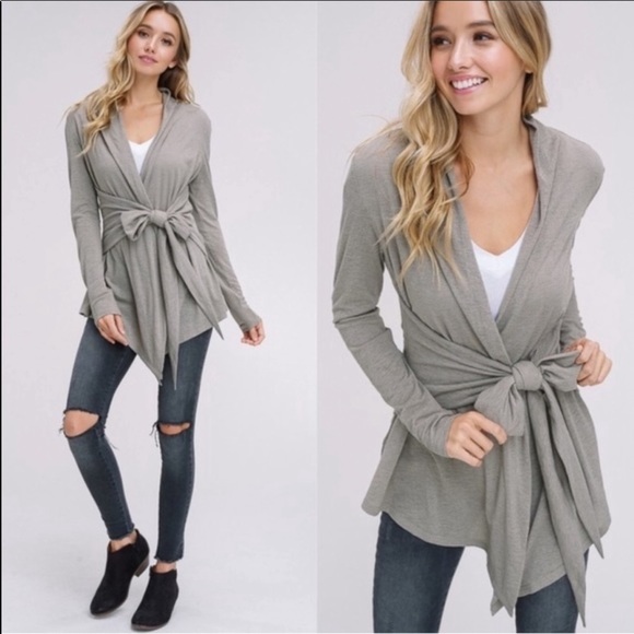 Listicle Sweaters - LISTICLE Burnout Knit Wrap Cardigan| Tie-Waist Knit Cardigan| Olive : SMALL NWT